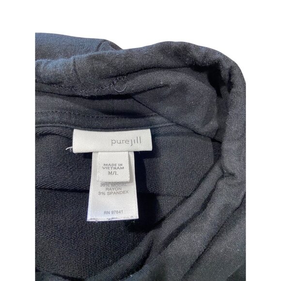 J.Jill PureJill Modal Blend Super Soft Poncho Black Size M/L Coastal Fall Boho - Picture 3 of 15